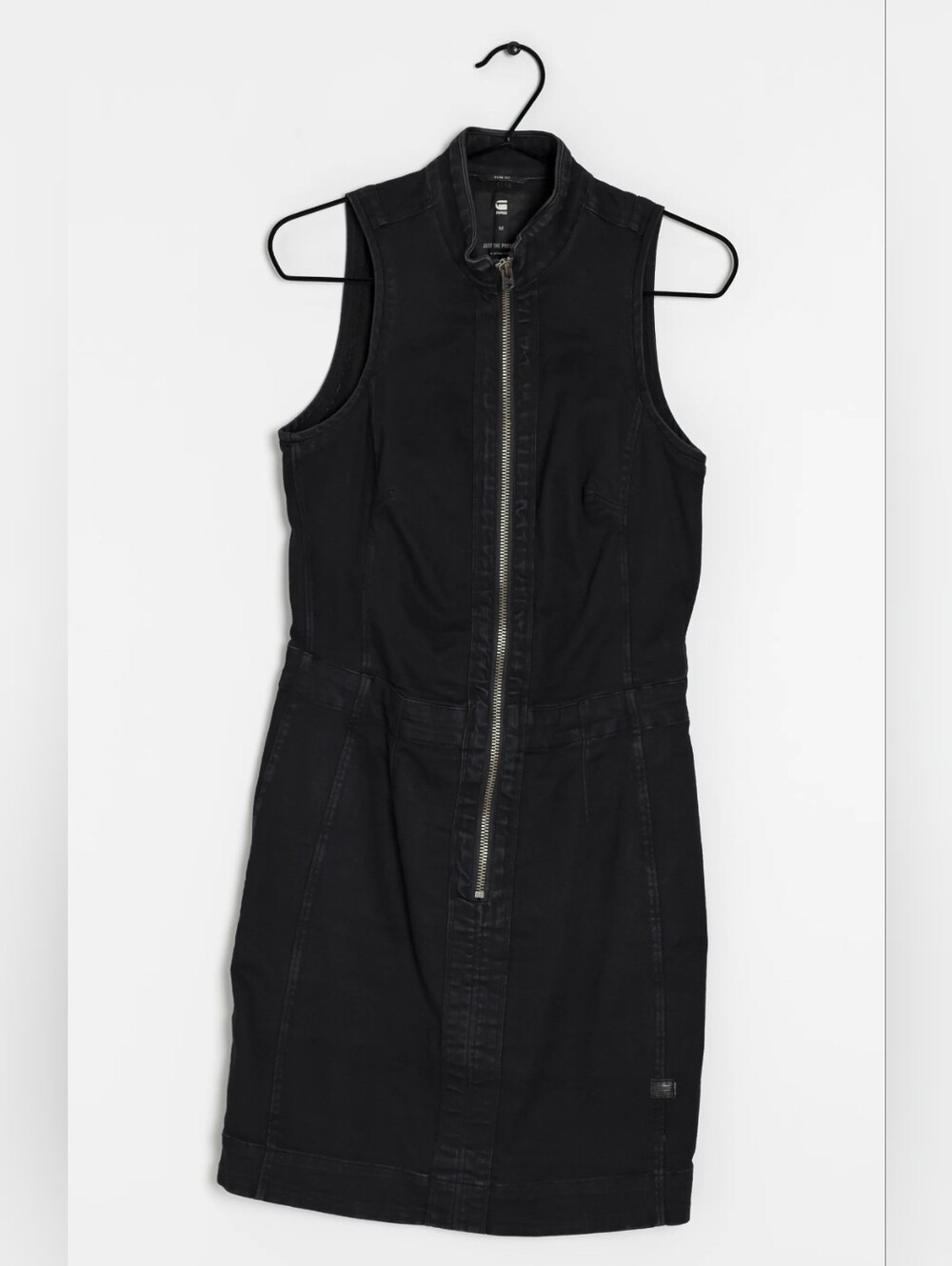 G-Star RAW Sleeveless Black Zip-Up Denim Dress Size Large